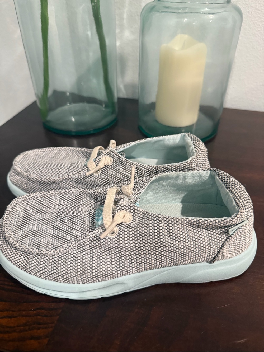 Reef Kids Two-Tone Light Gray and Light Blue Slip-On Casual Shoes